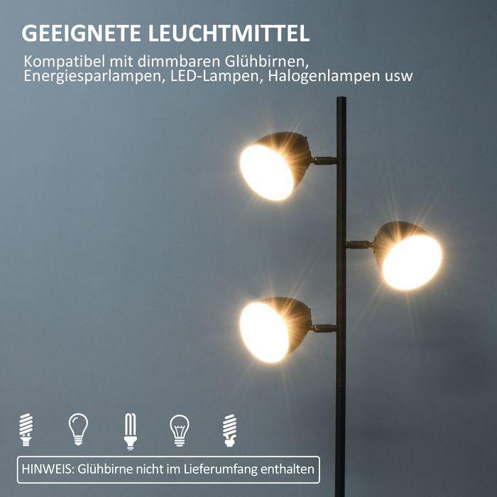 Produktbild Swisshandel24 Stehlampe, 40 W 3 flammig Stehleuchte mit Lampenschirmen aus Stahl, E27 Fassung (E27)