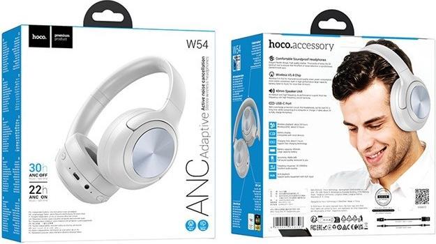 Actual product image Hoco Wireless headphones wireless headphones bluetooth ANC W54 gray (ANC, 22 h, Wireless)