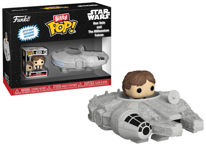 Funko Star Wars Bitty POP! Rides Vinyl Figur Display Han Solo w/Millenium Falcon 2,5 cm