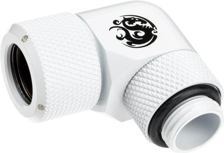 Actual product image Bitspower Advanced Multi-Link Adapter Connection 90 degree G1/4 inch male to 12mm female hardtube - rotatable