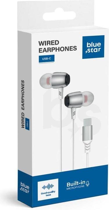 Produktbild BlueStar Wired headphones Blue Star BLUE STAR wire earphones Type C (DAC) with microphone M09C 1,2 m white (Kabelgebunden)