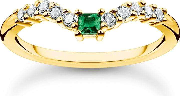 Actual product image Thomas Sabo Ring green stone with white stones gold (54, 925 Silver)