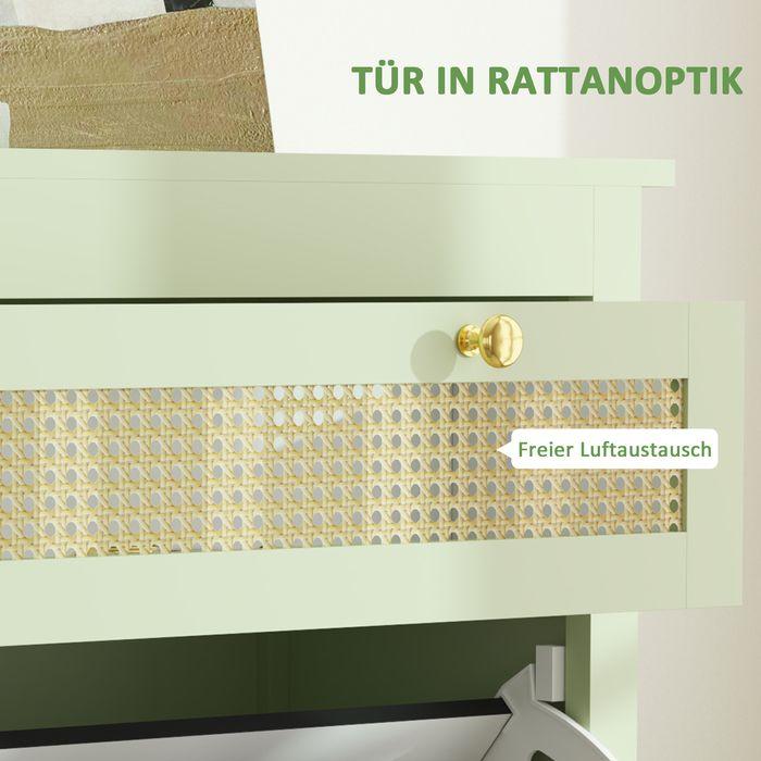 Produktbild Swisshandel24 Schuhschrank mit 2 Klappen Schuhkipper mit Schublade für 12 Paar Schuhe Grün (88 x 30 x 120 cm)