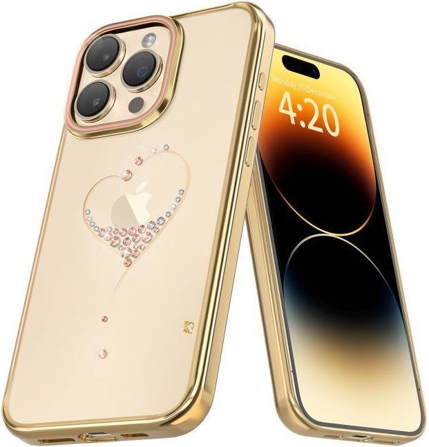 Image du produit Kingxbar Coque en silicone Wish Series avec cristaux pour iPhone 15 Pro - or (Apple iPhone 15 Pro)