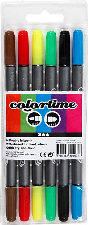 Actual product image Creativ Company Dubbelzijdige Stiften - Basiskleuren, 6st. (Standard colours, 6 x)