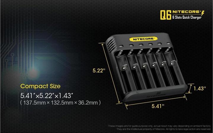 Produktbild Nitecore Q6 6-Schacht-Ladegerät (1 Stk., 14500, 16340, 18650, 26650, Akku)