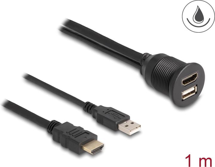 Delock USB 2.0-Verlängerungskabel HDMI/USB A - HDMI/USB A 1 m (1 m, HDMI)