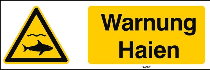 Actual product image Brady W/W054/DE362/PE-450X150-1, ISO safety labelling - Shark warning