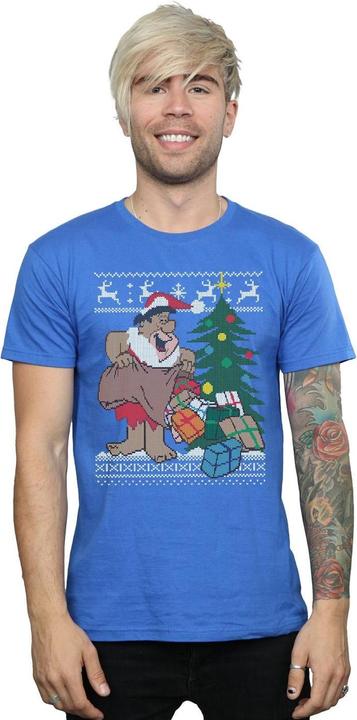 Actual product image The Flintstones Mens Christmas Fair Isle T-Shirt (L)
