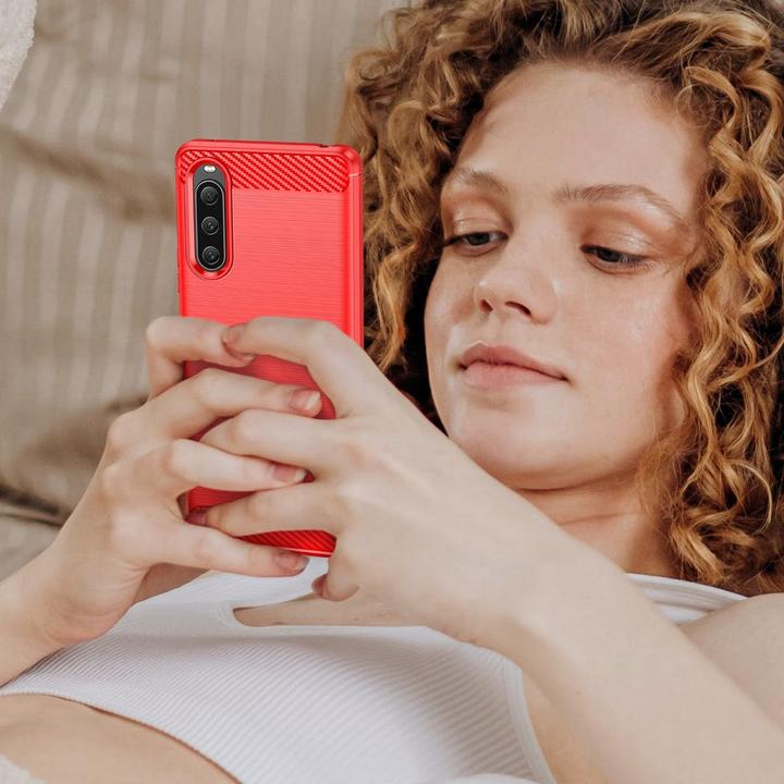 Produktbild König Design Hülle Handy Schutz für Sony Xperia 10 V Case Cover Etuis Bumper Carbon Schale (Sony Xperia 10 V)
