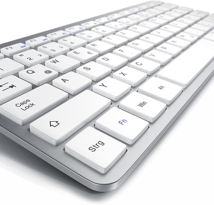 Actual product image CSL Wireless keyboard, 2.4Ghz Slim Design Mini Keyboard, space-saving, ergonomic, wireless, silver (DE, Wireless)