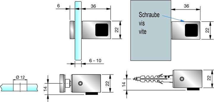 Productafbeelding Pauli+Sohn Deurstopper Glazen Wand R ZN135 (1 Stuk)