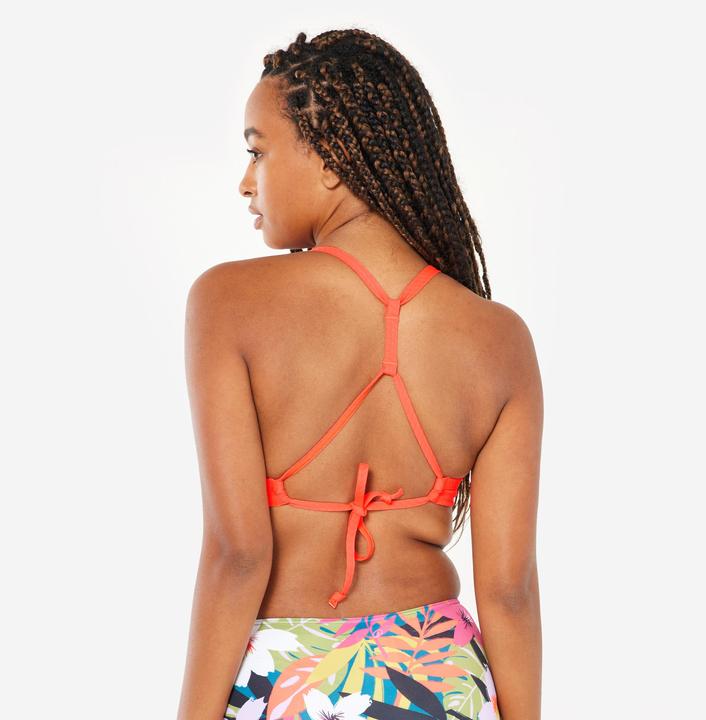 Actual product image Olaian Bikini-Oberteil Bustier Surfen Damen strukturiert Bea neon-orange (80 D)