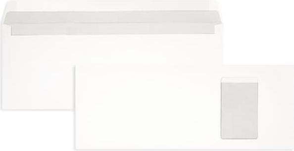 Blanke Briefumschläge 125x324mm 120g/qm gummiert Sonderfenster VE=1000 Stück weiss (1000 x)