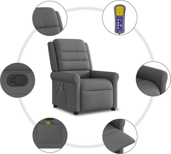 Actual product image VidaXL Massage armchair dark grey fabric massage TV armchair