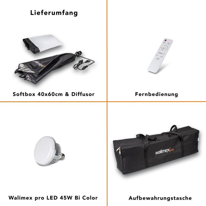 Image du produit Walimex pro LED 45W Softbox 40x60cm Bi Color