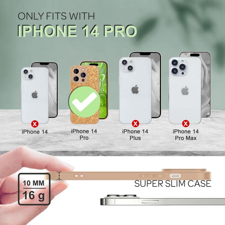 Produktbild Nalia Kork Hülle mit Silikon Rahmen (Apple iPhone 14 Pro)