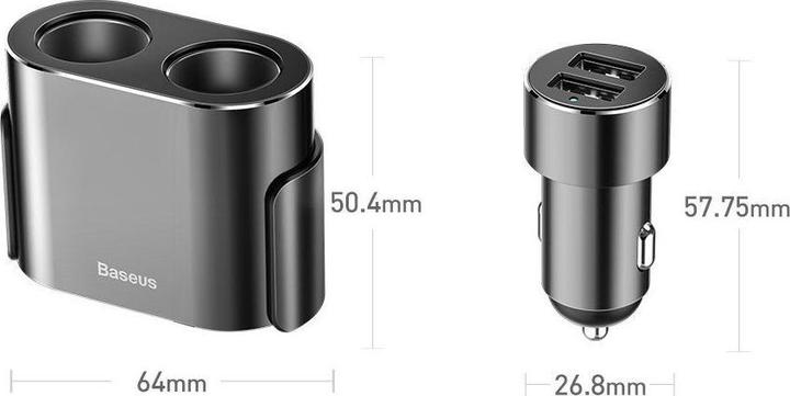 Actual product image Baseus High Efficiency One to Two Cigarette LighterBlack