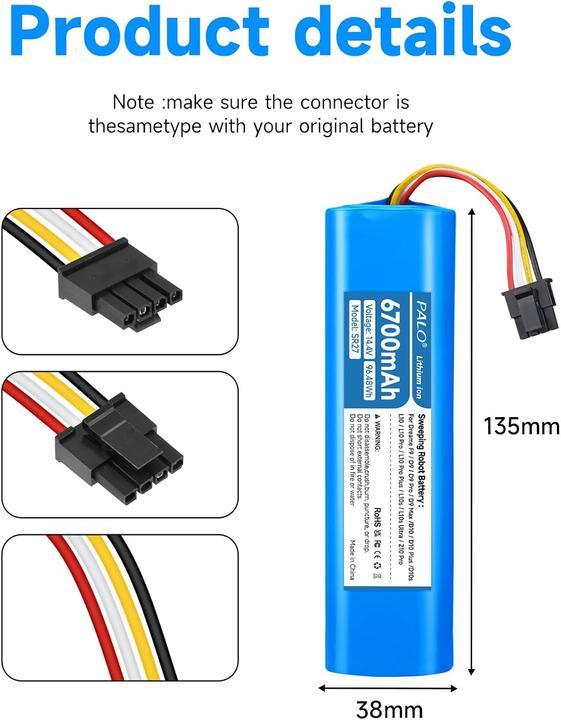 Actual product image Palogreen Ersatzakku für Dreame & Xiaomi Saugroboter