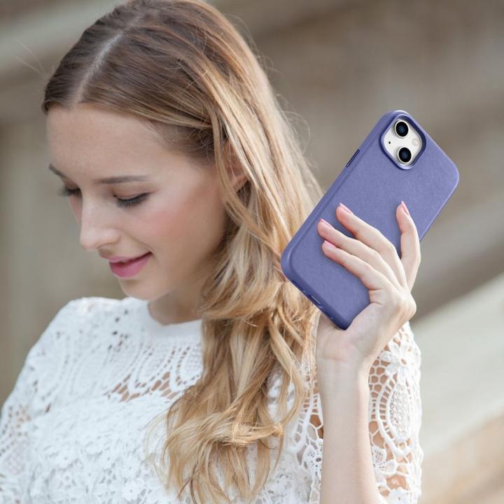 Actual product image iCarer case leather cover genuine leather iPhone 14 Plus light purple (compatible with MagSafe) (Apple iPhone 14 Plus)