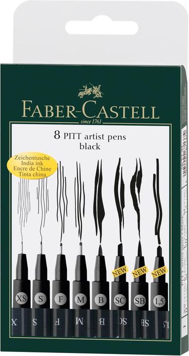 Faber-Castell Pitt Artist Pen (Schwarz, 8 x)