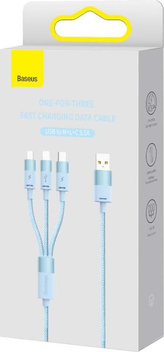 Actual product image Baseus 3in1 USB cable StarSpeed Series, USB-C + Micro + Lightning 3.5A, 1.2m (Blue) (1.20 m, USB 3.0)