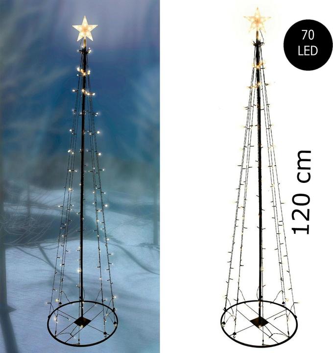 Actual product image Inda-Exclusiv LED metal Christmas tree star warm white 70 LEDs 120cm 8 functions