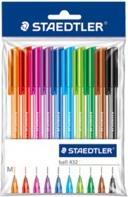 Produktbild Staedtler Kugelschreiber ball 432, M, 10er Polybeutel dreieckig, Schaft, Kappe, und Clip in Strichfarbe, doku