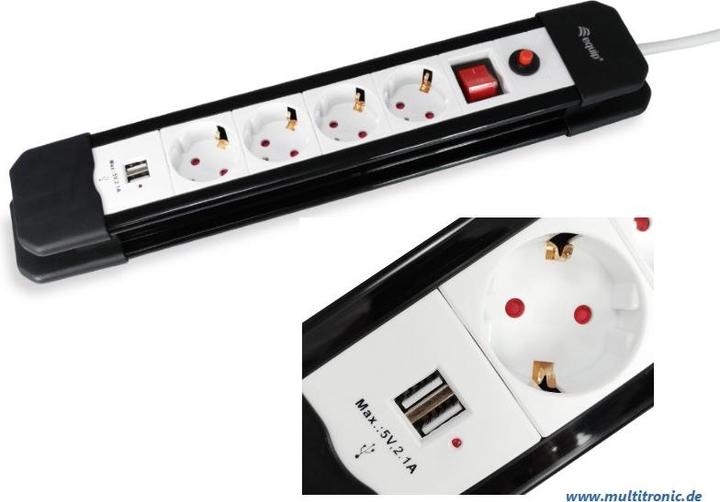 Actual product image equip Socket strip Schuko cable +Extras (4 x, CEE 7/3, 1.50 m)
