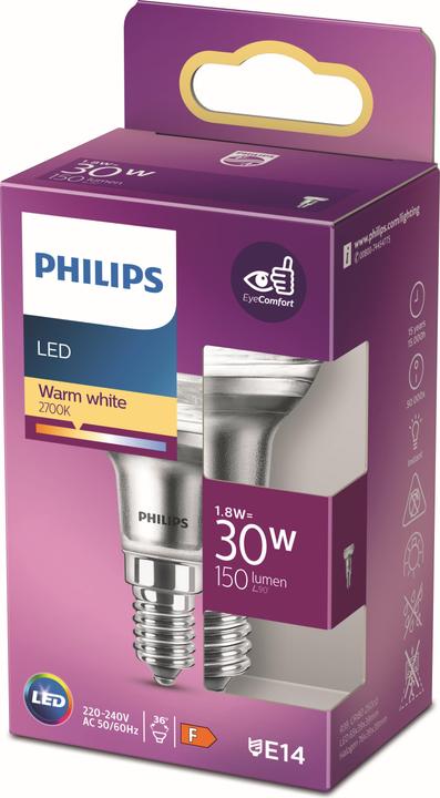 Produktbild Philips Lampe 1.8 W (30 W) E14 Warmweiss (E14, 1.80 W, 150 lm, 1 x, F)