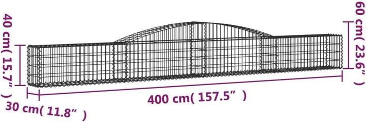 Produktbild VidaXL Gabionen mit Hochbogen 7 Stk. 400x30x40/60 cm Verzinktes Eisen