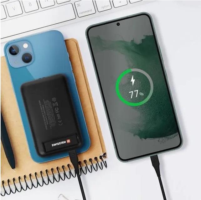 Actual product image Swissten Magnetic Wireless Power Bank (5000 mAh, 20 W, 18.50 Wh)