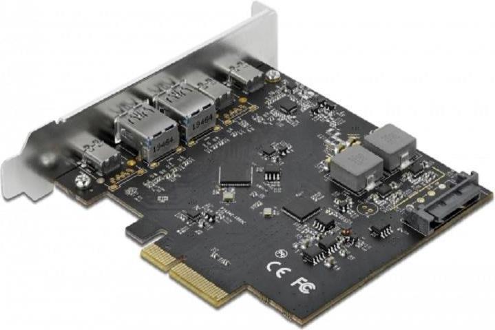Actual product image Delock PCI Express Card USB 3.1 Gen2 - 3x USB-C + 2x USB-A