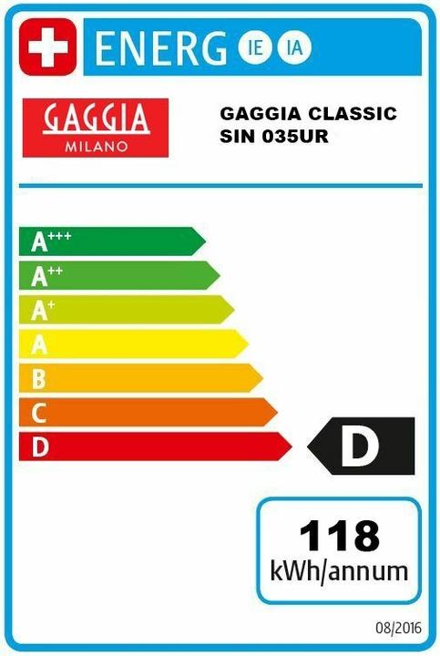 Energie-Label Gaggia Classic EVO Black RI9481/14