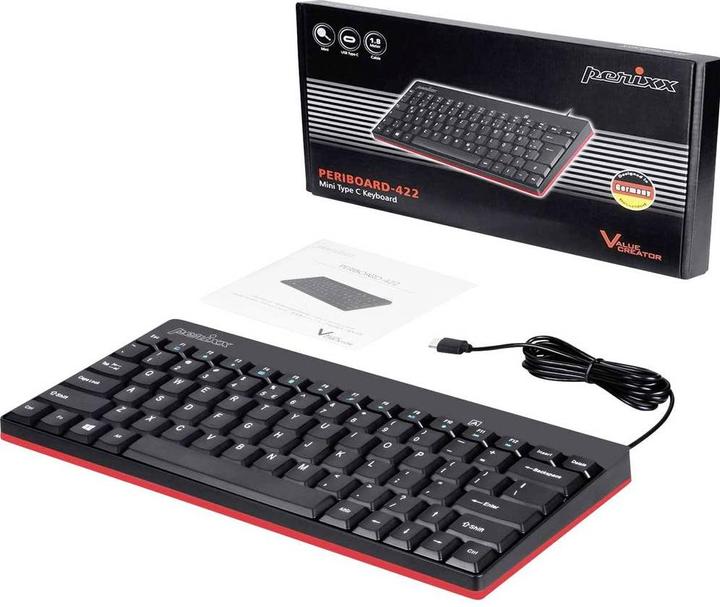 Produktbild Perixx USB-Tastatur Deutsch, QWERTZ Schwarz USB-Anschluss (DE, Kabelgebunden)