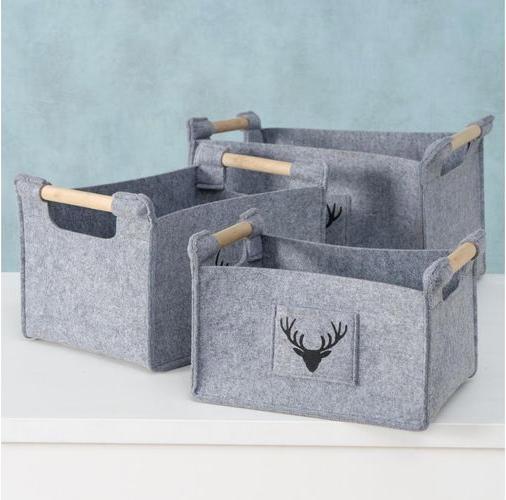 Immagine prodotto Boltze Home Cestino Karly Set di 3, Grigio (3 x, 50 x 35 x 31,5 cm)