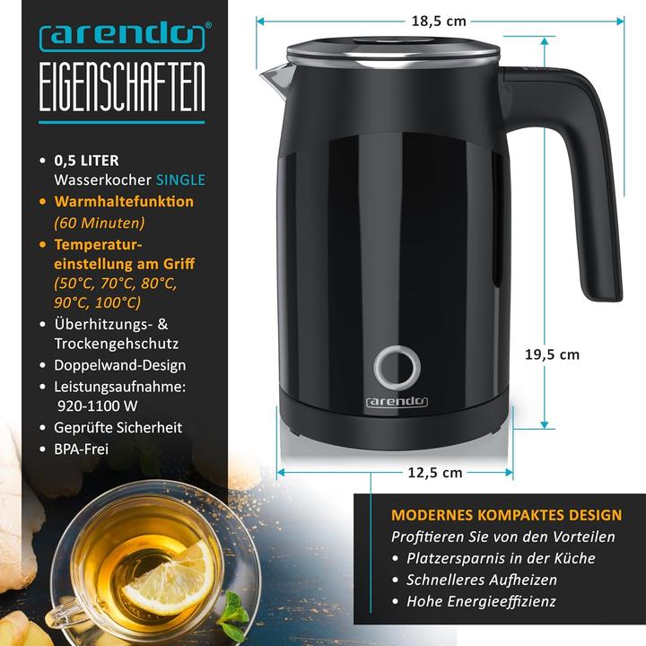Immagine prodotto Arendo Bollitore in acciaio inox da 0,5l (0.50 l)