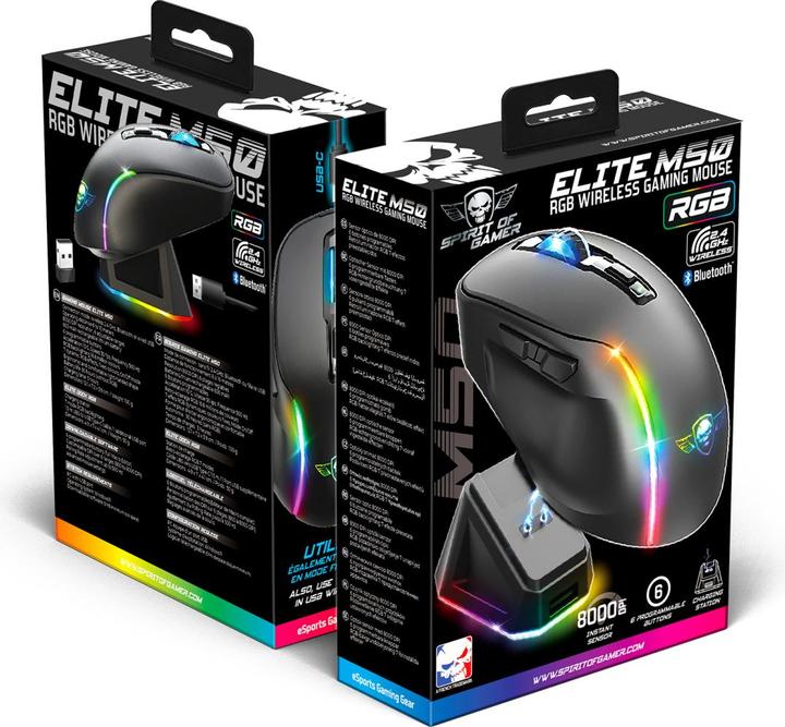 Actual product image Spirit Of Gamer Elite M50 DARK wireless gaming mouse (Wireless)