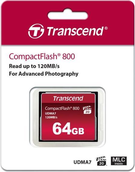 Actual product image Transcend 64GB CF CARD (800X, TYPE I ) (64 GB, CF)