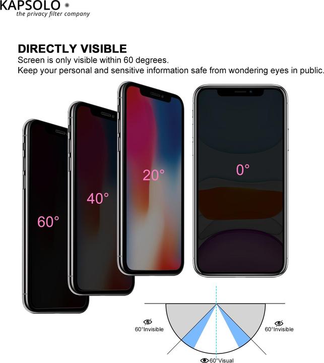 Actual product image Kapsolo Privacy Tempered GLASS iPhone 13 Pro Max,14 Plus,13 Ulti curved Protec (1 Piece, Apple iPhone 13)