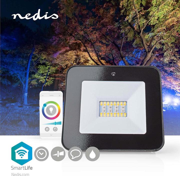 Produktbild Nedis SmartLife-Flutlicht | 1600 lm | Wi-Fi | 20 W | RGB / Warm bis kühlen weiss | 2700 - 6500 K | Al (1600 lm, IP65)