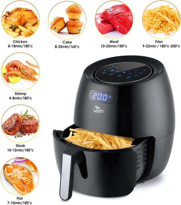 Actual product image Uten Hot Air Deep Fryer, 6,5L- LCD