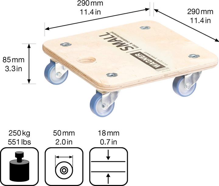 Actual product image kaiserkraft Transport roller made of multiplex plate (200 kg)