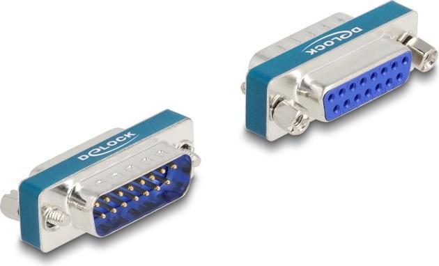Image du produit Delock Filtre antiparasite HF/EMI D-Sub 15 broches mâle à femelle avec passe-bas inductif