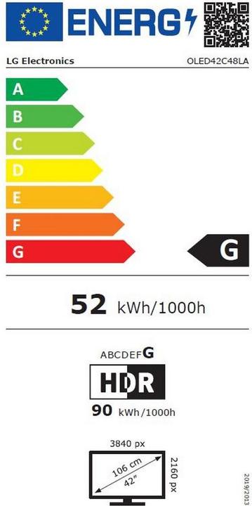 Energie-Label LG OLED42C48LA.AVS (42", C4, OLED, UHD, 2024)