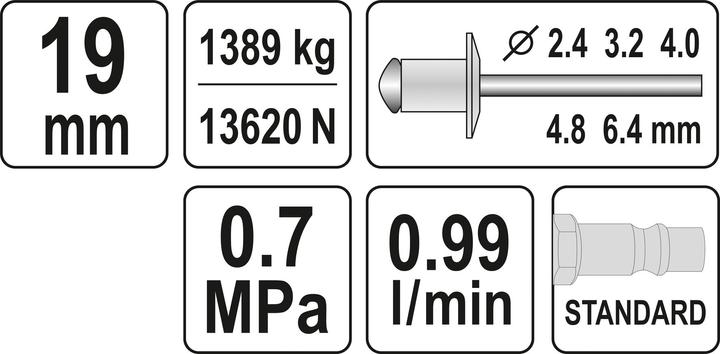 Image du produit Yato AIR RIVETTER 2.46.4MM1389KG