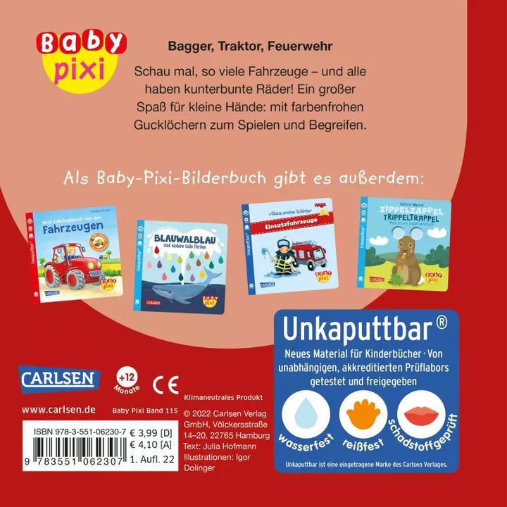 Produktbild Baby Pixi (unkaputtbar) 115: Bagger, Traktor, Feuerwehr (Deutsch)