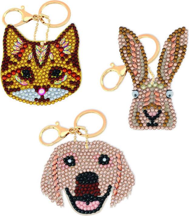 Craft Buddy Crystal Art "Perfect Pets" 3 Schlüsselanhänger mit Zubehör