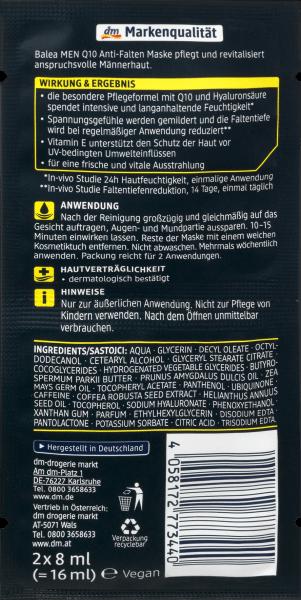 Produktbild dm Balea MEN Q10 Anti-Falten-Maske (16 ml)