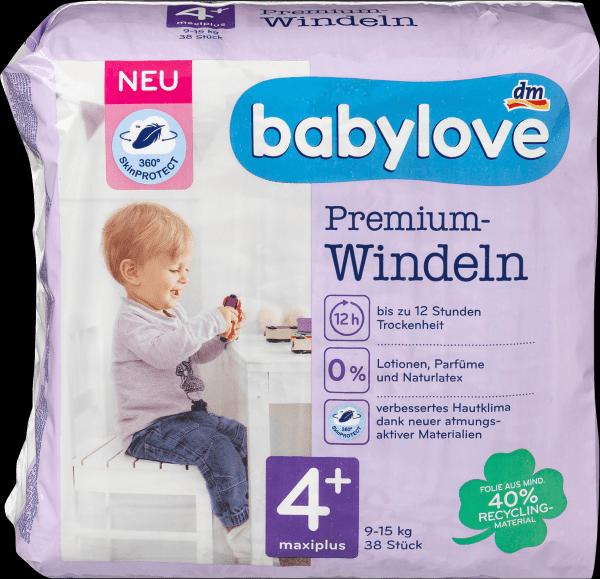Produktbild dm babylove Premium-Windeln (Gr. 4+, Tragepack, 38 Stück)